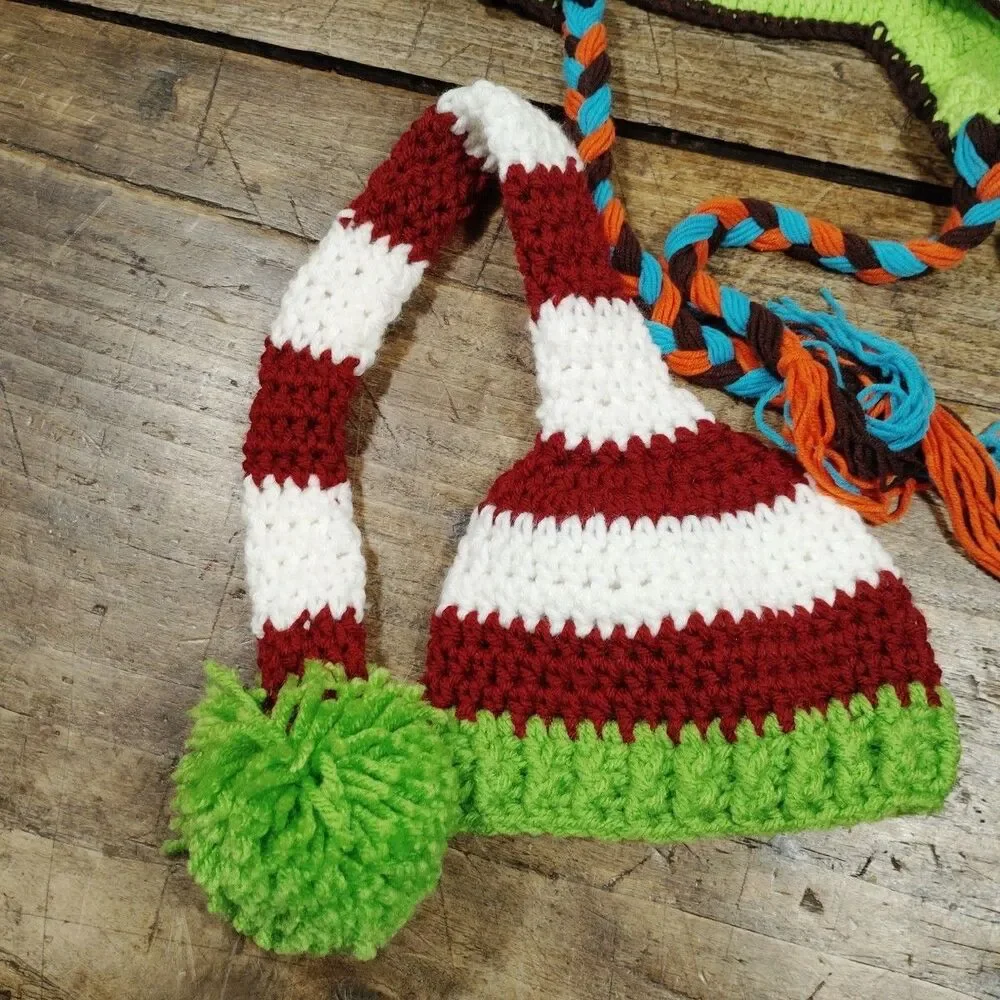 Baby Hand Knit Hat Handmade Crochet Cap Long Tail Christmas Apple Owl Lot New